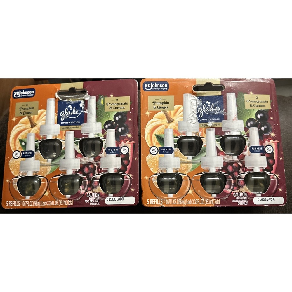 2 Packs of  Glade PlugIns 3 Pumpkin & Ginger 2 Pomegranate & Currant  - 10 Total